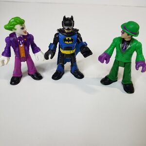 Imaginext DC Super Friends 3 pc Lot Batman Joker The Riddler Action Figures